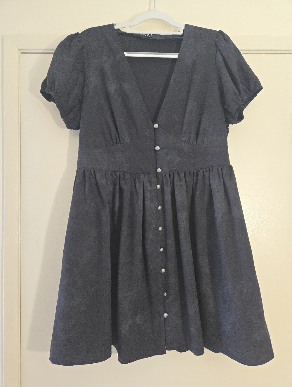 Disturbia Gladys Mini V-Neck Acid Wash Corset Style Button Up Dress US Size 10